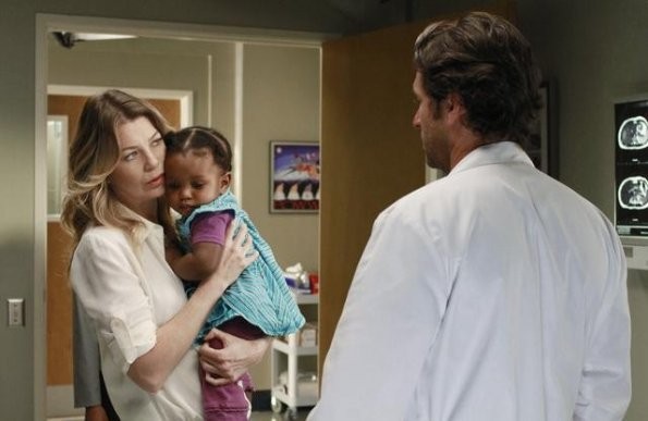 Meredith et Derek avec le bébé Zola