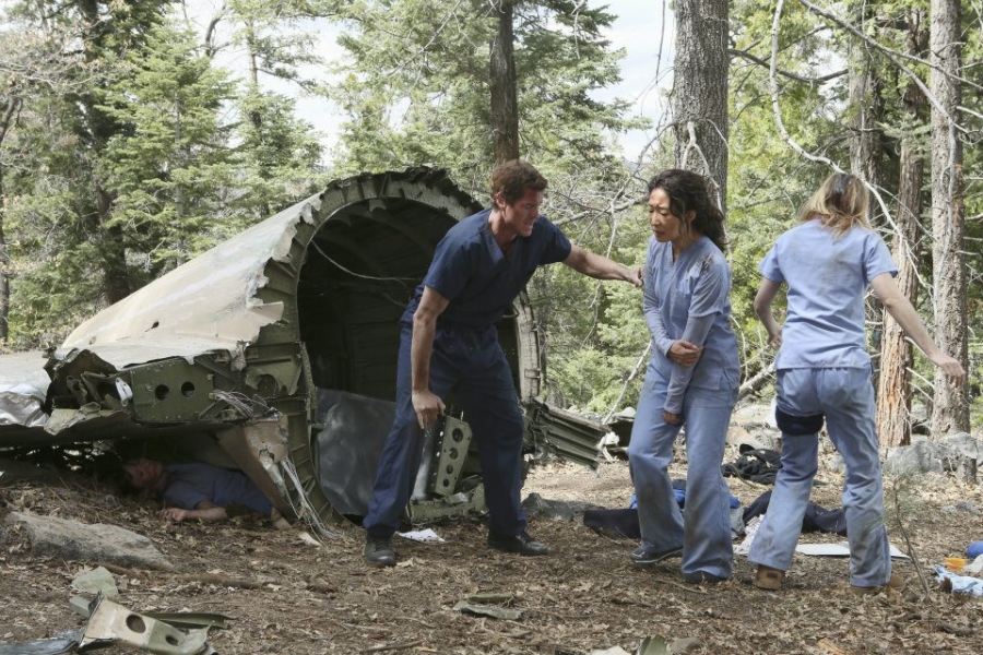 Meredith, Cristina et Mark dans la forêt