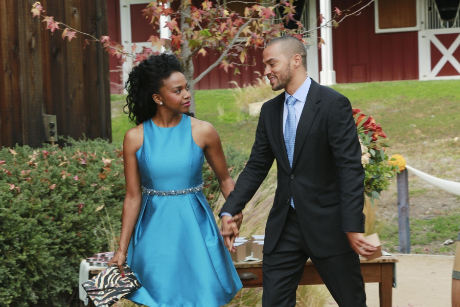 Jackson Avery (Jesse Williams) et Stephanie Edwards (Jerrika Hinton) qui vont au mariage d'April et Matthew