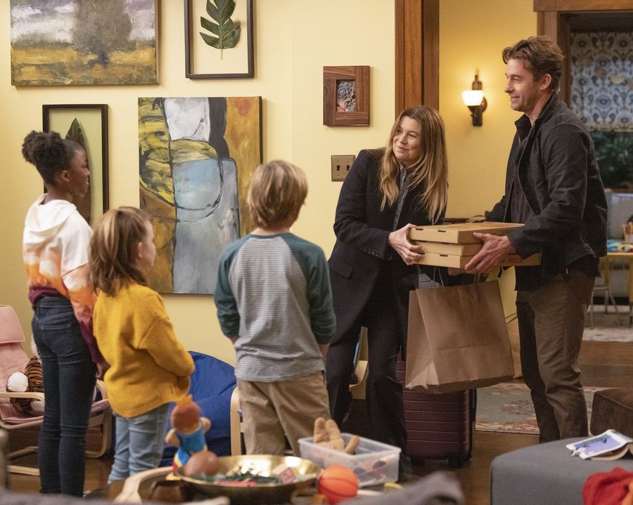 Meredith Grey (Ellen Pompeo), ses enfants, et Nick Marsh (Scott Speedman)