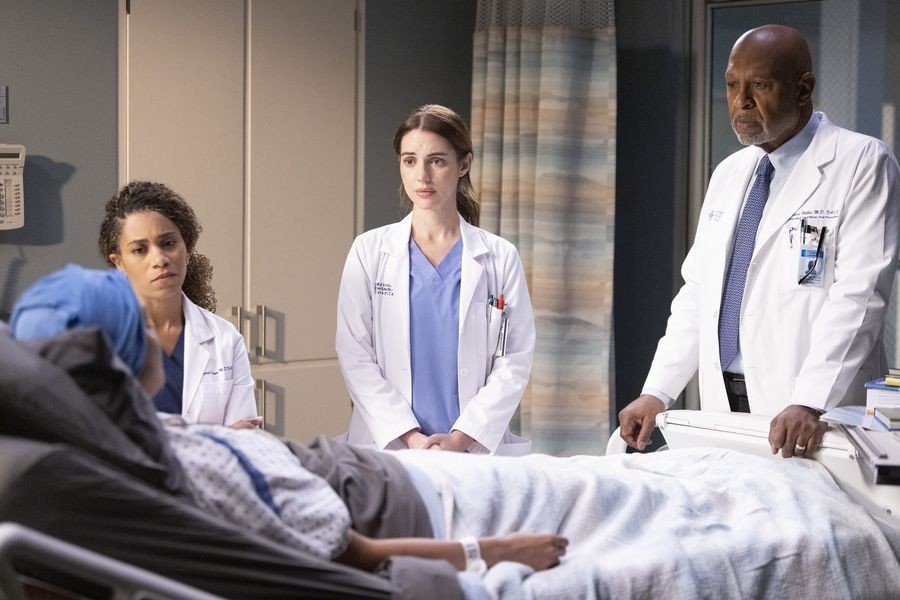 Jules Millin (Adélaïde Kane), Maggie Pierce (Kelly McCreary) et Richard Webber (James Pickens Jr) avec leur patiente 